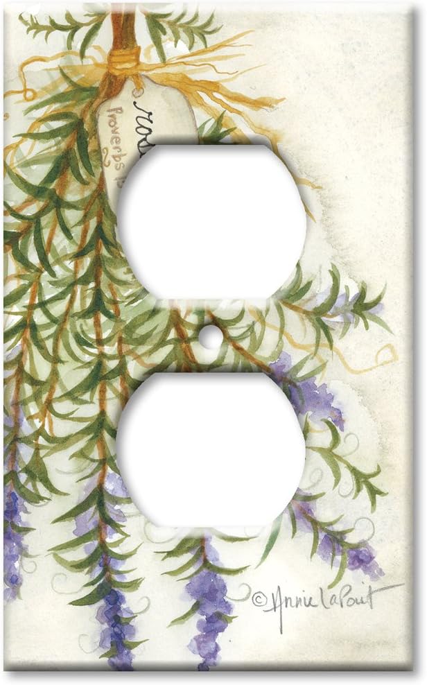 Art Plates - Outlet Cover OVERSIZE Switch Plate - OVER SIZE Decorative Metal Wall Plate - Rosemary - (Made in USA)