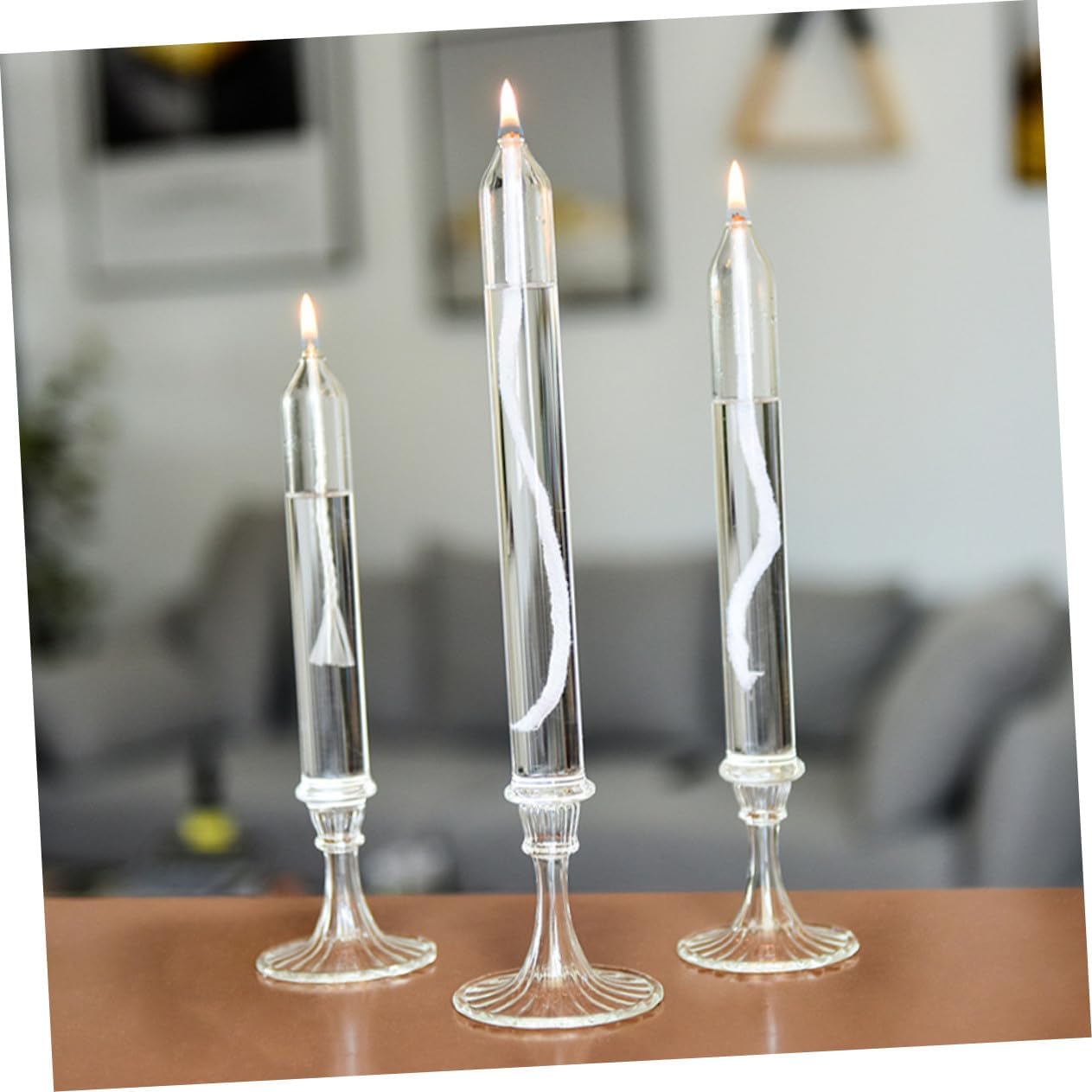 2pcs Glass Oil Lamps Kerosene Candlesticks for Home Decor Stable and Safe Glass Material Romantic Nordic Style for Wedding Office Coffee Shop Indoor Use