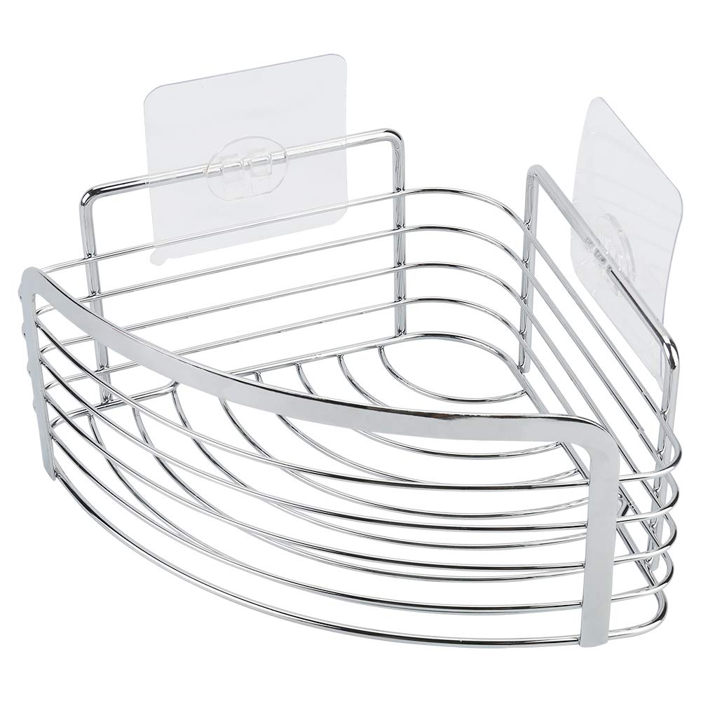 Joyfamy Rustproof Hanging Corner Shower Caddy Wall Mounted Adhesive Bathroom Shower Shelf Storage Organizer Basket No Drilling Stainless