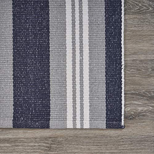 Lr Home Coastal Striped Reversible Runner Area Rug, 2'0"" X 6'0"", Ivory/Indigo/Navy (Lr04706-Igf2060) #TOP4