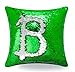 BOOBEI Two Colors Reversible Sequins Mermaid Pillow Cases 1616" Green and Silver