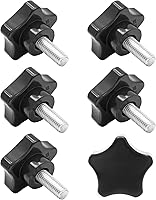 Vista 17 de Pomo de estrella de rosca M8 x 1.575 in, 4 unidades, mango de sujeción hexagonal de plástico, tornillo de apriete manual para reemplazo de base