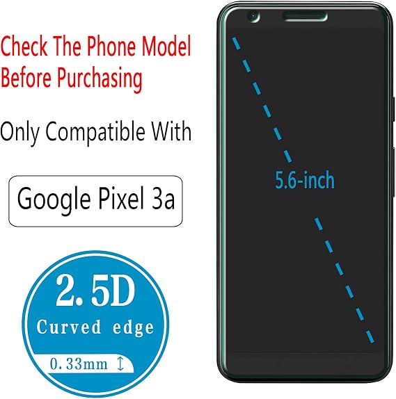 強化ガラス2枚パック Google Pixel 3a用スクリーンプロテクター 取り付け簡単 気泡なし 硬度9H