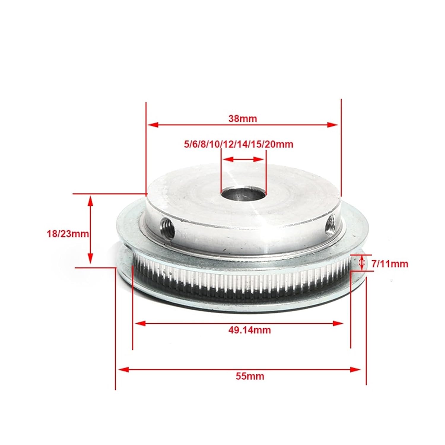 Belt Pulley S2M-78T Transmisson Pulley Aluminum Alloy 7/11mm Belt Width 5/6/8/10/20mm Bore S2M 78Teeth Toothed Gear Wheel(6mm,11mm)