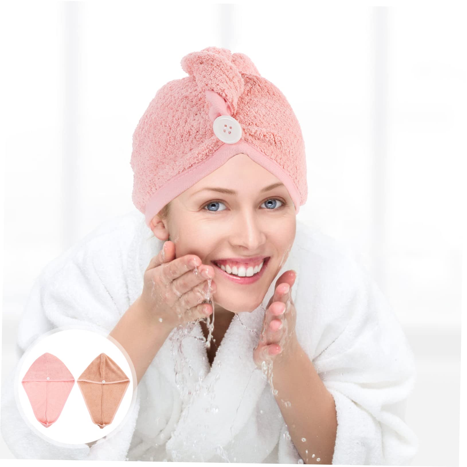 Beavorty Dry Hair Hat Set 2pcs Hair Drying Caps Towels Soft Comfortable Quick Dry for Post-Bath