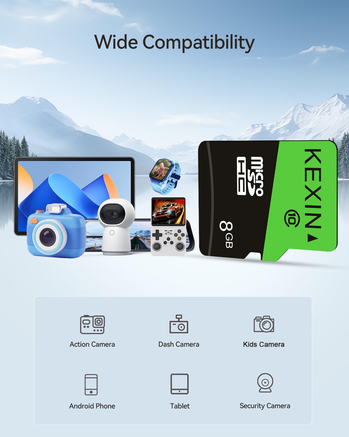 KEXIN Tarjeta Micro SD de 8 GB, 10 Unidades, microSDHC UHS-I Clase 10, Tarjeta Mini SD, para Smartphone, Tableta, cámara