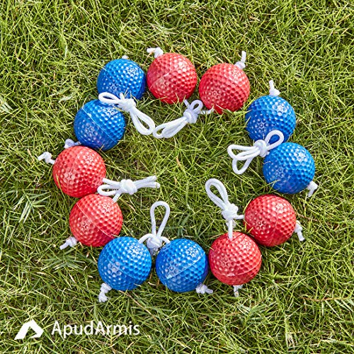 Apudarmis Ladder Bolas Balls, 6 Pack Real Golf Tossing Ball Replacement For Ladder Toss Game - Outdoor Lawn Yard Beach Game For Kids Adults Family (3 Red + 3 Blue) #TOP6