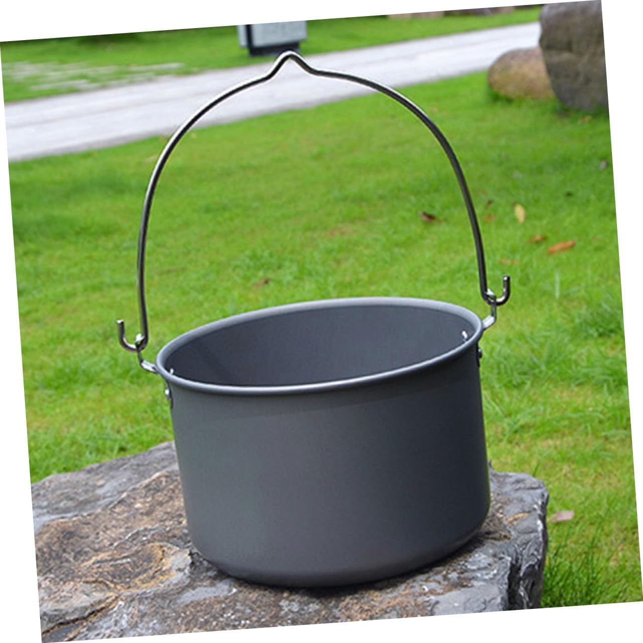 Aluminum Outdoor Cooking Pot with Lid for Camping and Picnics Portable Large Capacity Cookware for People Multipurpose Hanging Pot for Barbecue and Group Outdoor Cooking