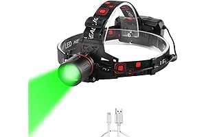 PROFORUS Green Headlamp - 1000 Lumen Green LED Zoomable Rechargeable Waterproof
