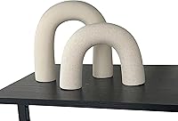 Defined Deco Ceramic Arch Decorative Objects - Modern Neutral Shelf Sconces for Boho, Minimalist, Living Room Decor (Set of 2)