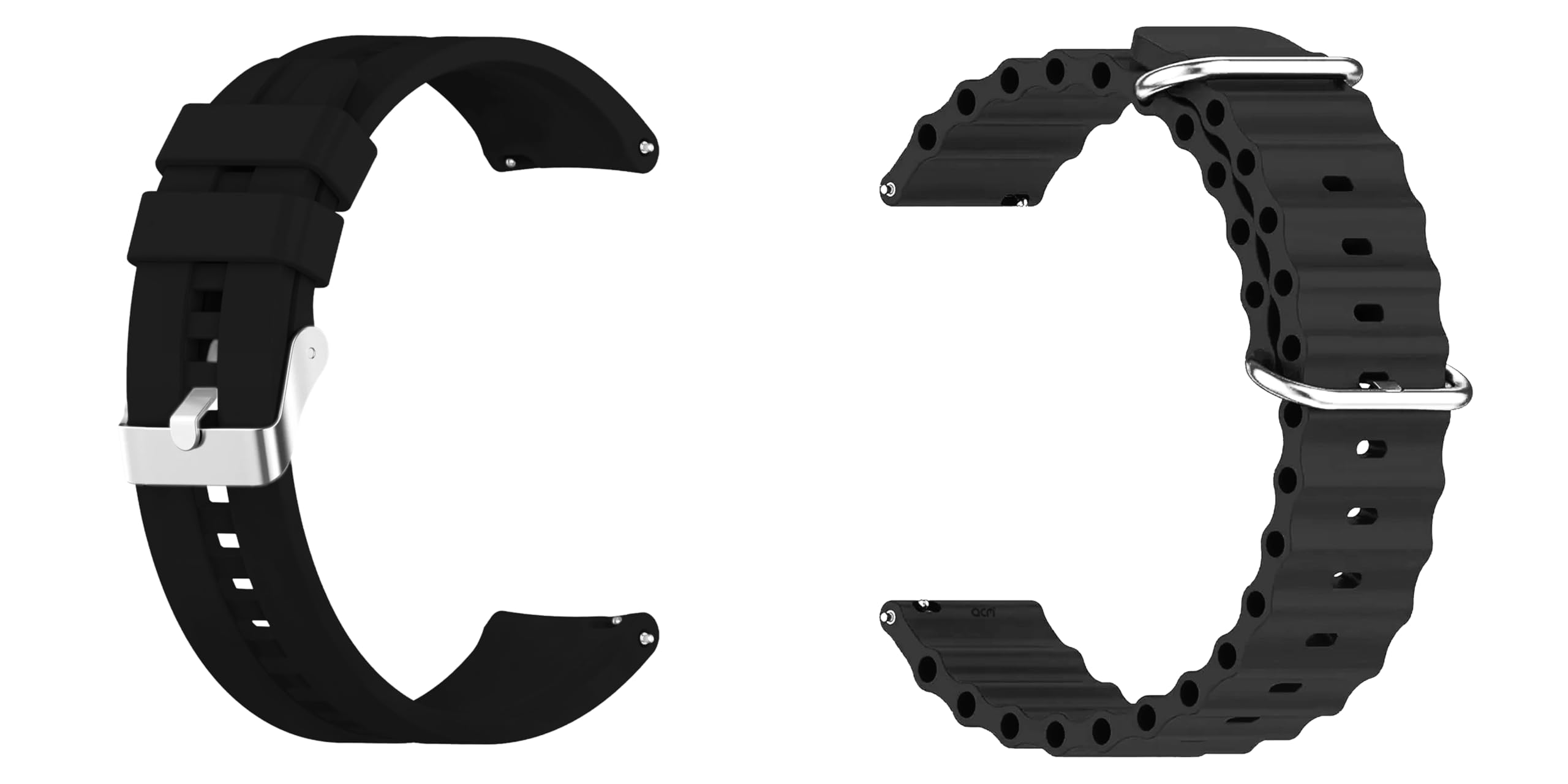 ACM Watch Strap 20mm compatible with Titan Karishma Nm1639sm02 | Pack of 2 Silicone Belt Classic Smart Band (Black)-image-36