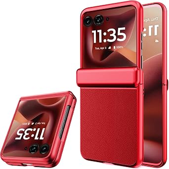 NINKI Motorola Razr 60 Ultra Case with Hinge Protection,Case with Screen Protection Shockproof Anti-Fall Wireless Charging Support Ultra Thin for Razr 60 Ultra Red