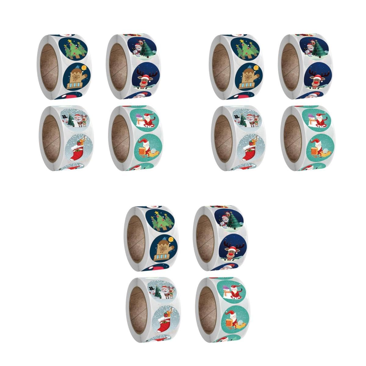 Tofficu 12rotoli Adesivi Natalizi Autoadesivi Stickers Per Decorazioni Biglietti e Pacchetti Per e Celebrazioni