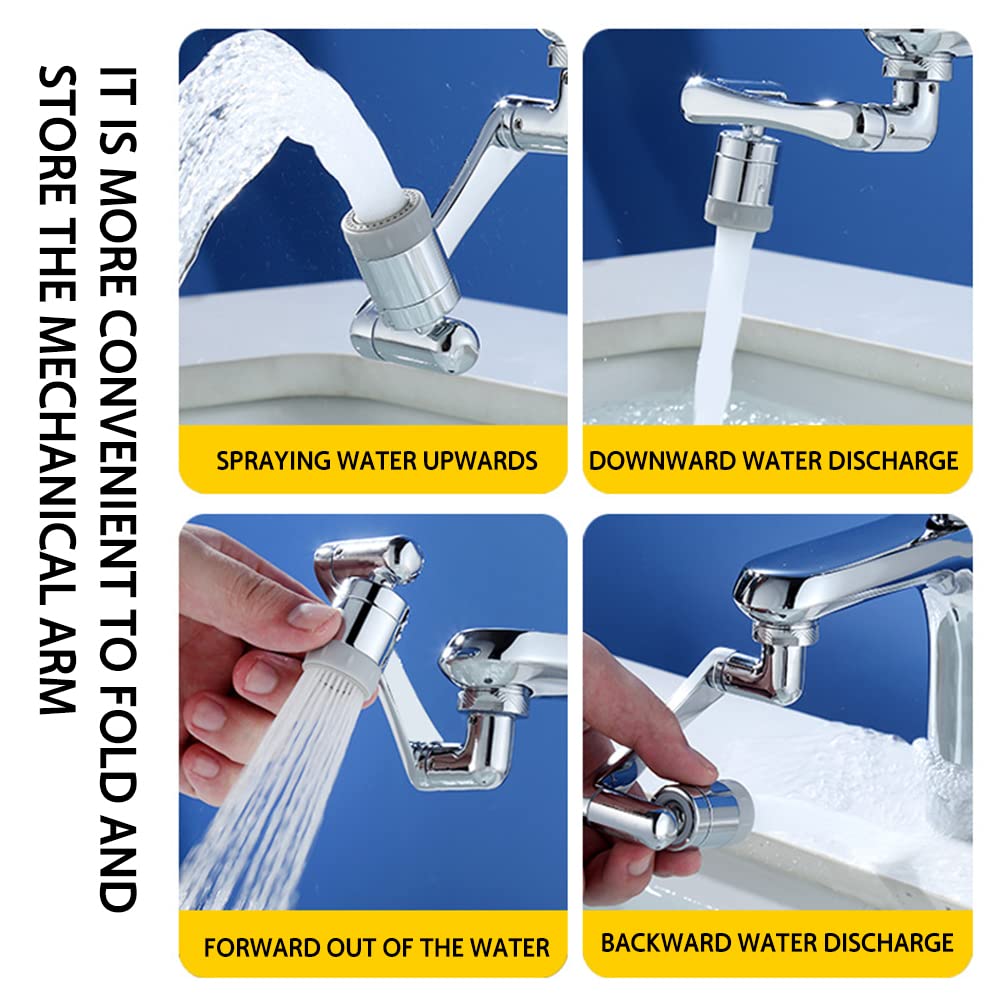 Aeratore Rubinetto Girevole A 1080°, Filtro Rubinetto Antispruzzo Ad Ampio Angolo, Rubinetto Prolunga Multifunzionale Con 2 Modalità Di Flusso D'Acqua, Universal Faucet Extender (2 Pezzi