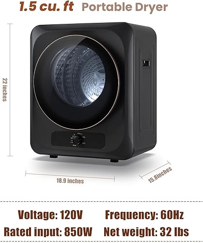 Miniatura 5 de Auertech Juego combinado de lavadora y secadora portátil, lavadora totalmente automática de 28 libras, secadora portátil de 1.5 pies cúbicos,