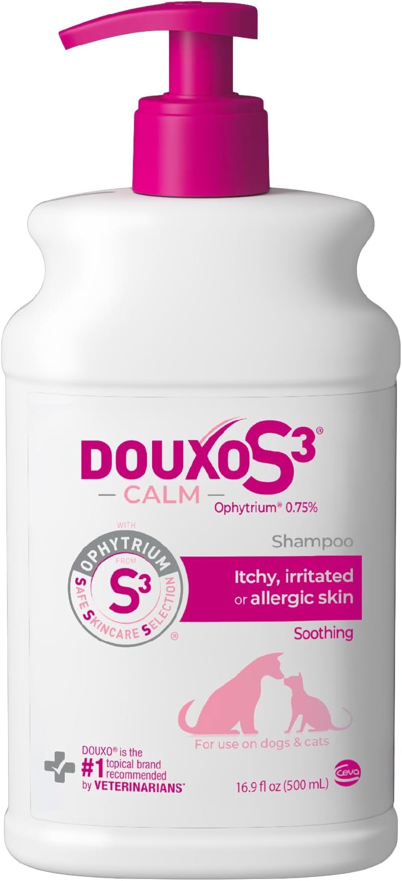 Douxo S3 Calm Shampoo, Contains 0.75% Ophytrium, Soothing, For Itchy, Irritated or Allergic Skin, For Dogs and Cats, 16.9 fl. oz. (500mL)