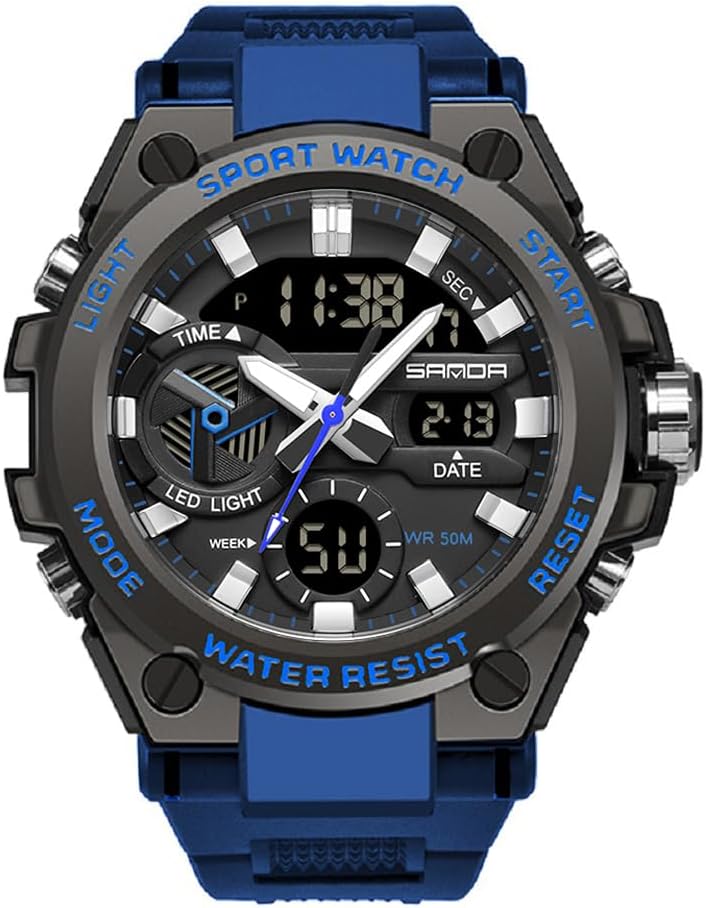 Men's Watches Sports Outdoor Waterproof Military Watch Date Multi Function Tactics LED Alarm Stopwatch