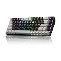 Dierya DK68 Tastiera Gaming Wireless,60% Tastiera Meccanica Bluetooth, 2.4G, USB-C RGB,Interruttore Rosso,Double-Shot ABS Keycaps Compatibile con Win, Mac,Nero grigio-B(Layout US,QWERTY)
