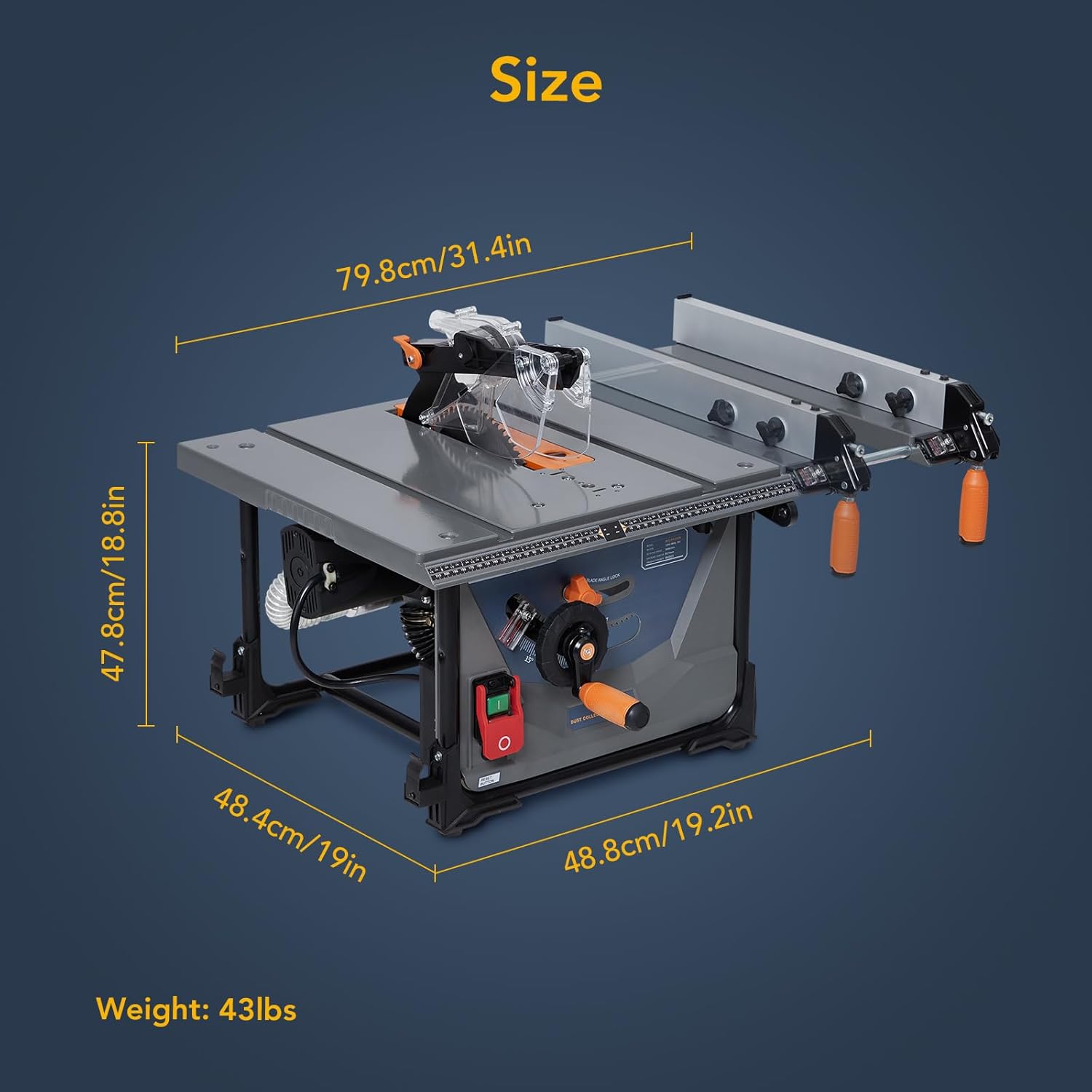 Towllmark Table Saw for Jobsite, 8.5 inch Table Saw Cutting Speed up to 5000RPM，98% Vacuuming Rate, Compact Tablesaw with Low Noise for DIY Woodworking and Furniture Making