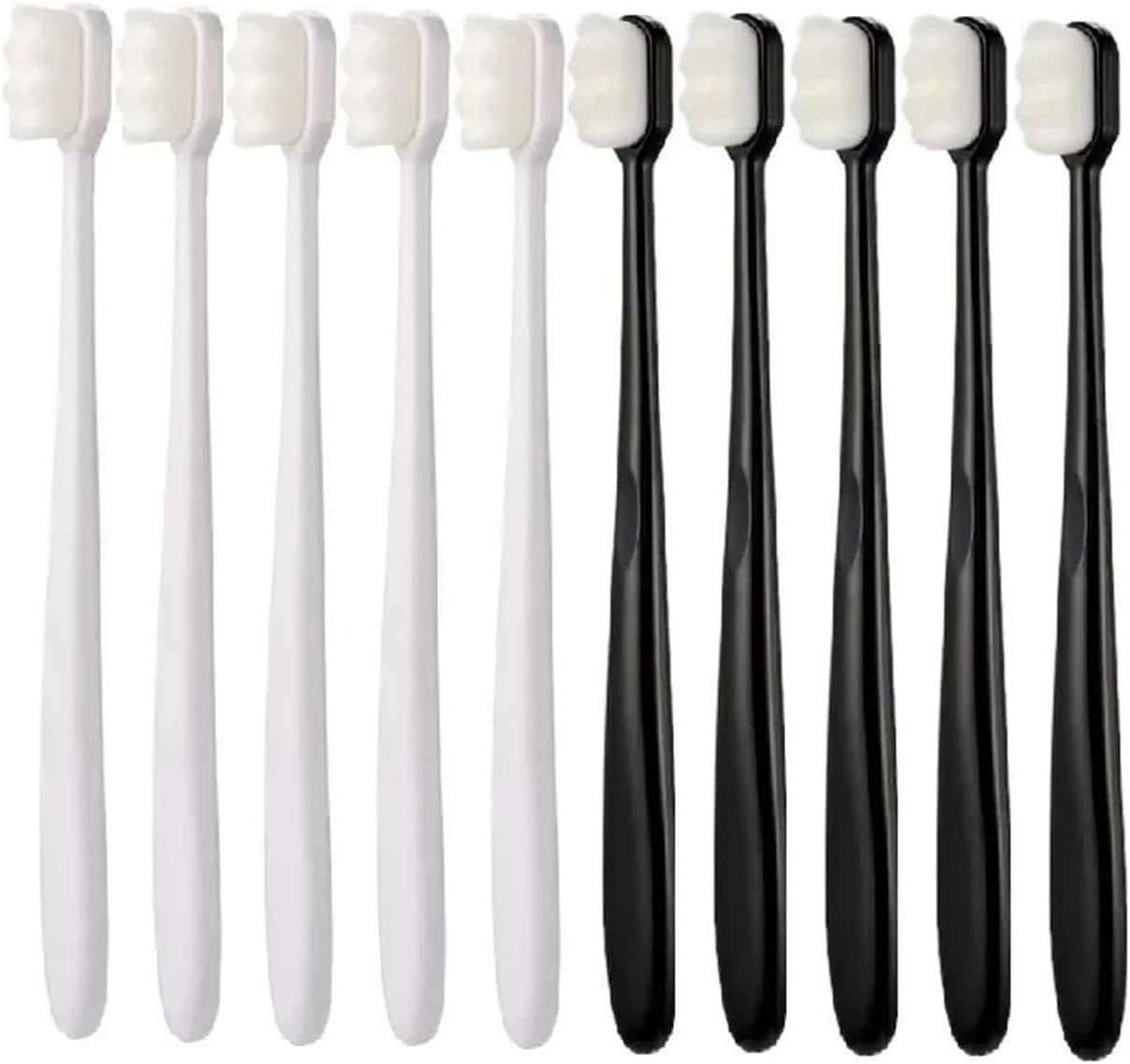Manual Toothbrush Ultra-fine Soft Toothbrush Million Nano Bristle Adult Tooth Brush Teeth Deep Cleaning Portable Travel Dental Oral Care Brush Toothbrush(BL-5 White 5 Black)