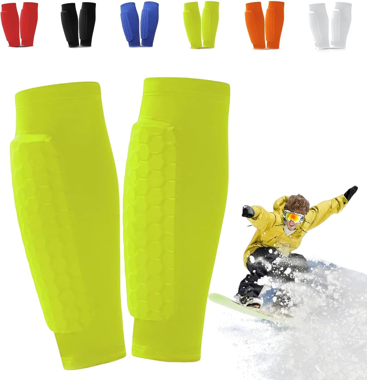 Ski Guard Socks, Ski Shin Guards, Ski Guards Shin Pads 2025, Shin Defender, Breathable Elastic Gel Guard For Skiing, Safety Gear For Adults Sports, Legs Protection (Green, M)
