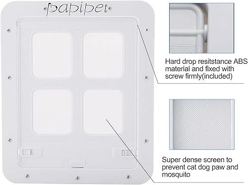 Miniatura 4 de Puerta grande para perro para puerta mosquitera, puerta mosquitera con cerradura para mascotas, apertura interior de 12 x 14 pulgadas, puerta