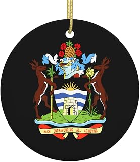 Coat of Arms Antigua and Barbuda Chic Round Ceramic Christmas Ornaments - Hanging Decor for Festive Trees
