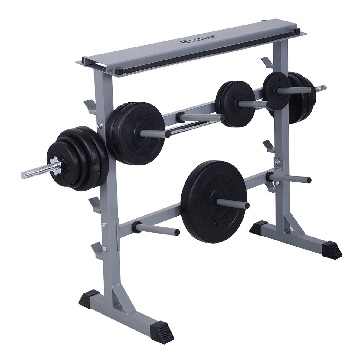 COSTWAY 350Kg Weight Rack, Premium Weight Plate and Bar Holder Barbell, Dumbbells Storage