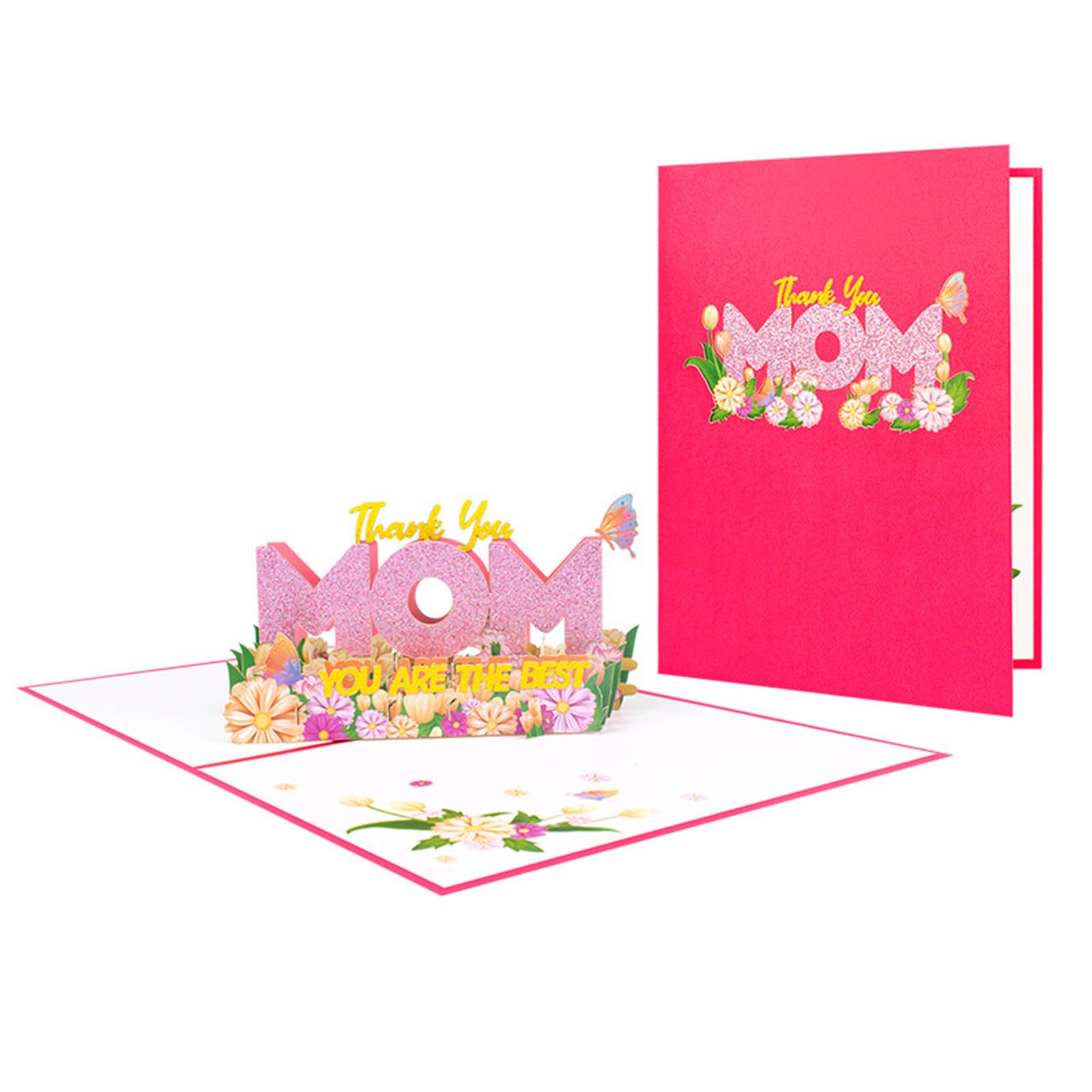 Elnwnnkc Portable and Exquisite Floral Card 3D Card MOM Letter Greeting Mother ' s Day Paper Greeting Exquisite Folding