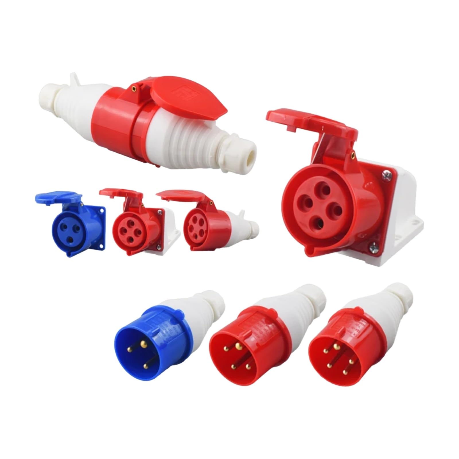 Conector industrial de pared de 16A y 5 polos IP44 para talleres y almacenes