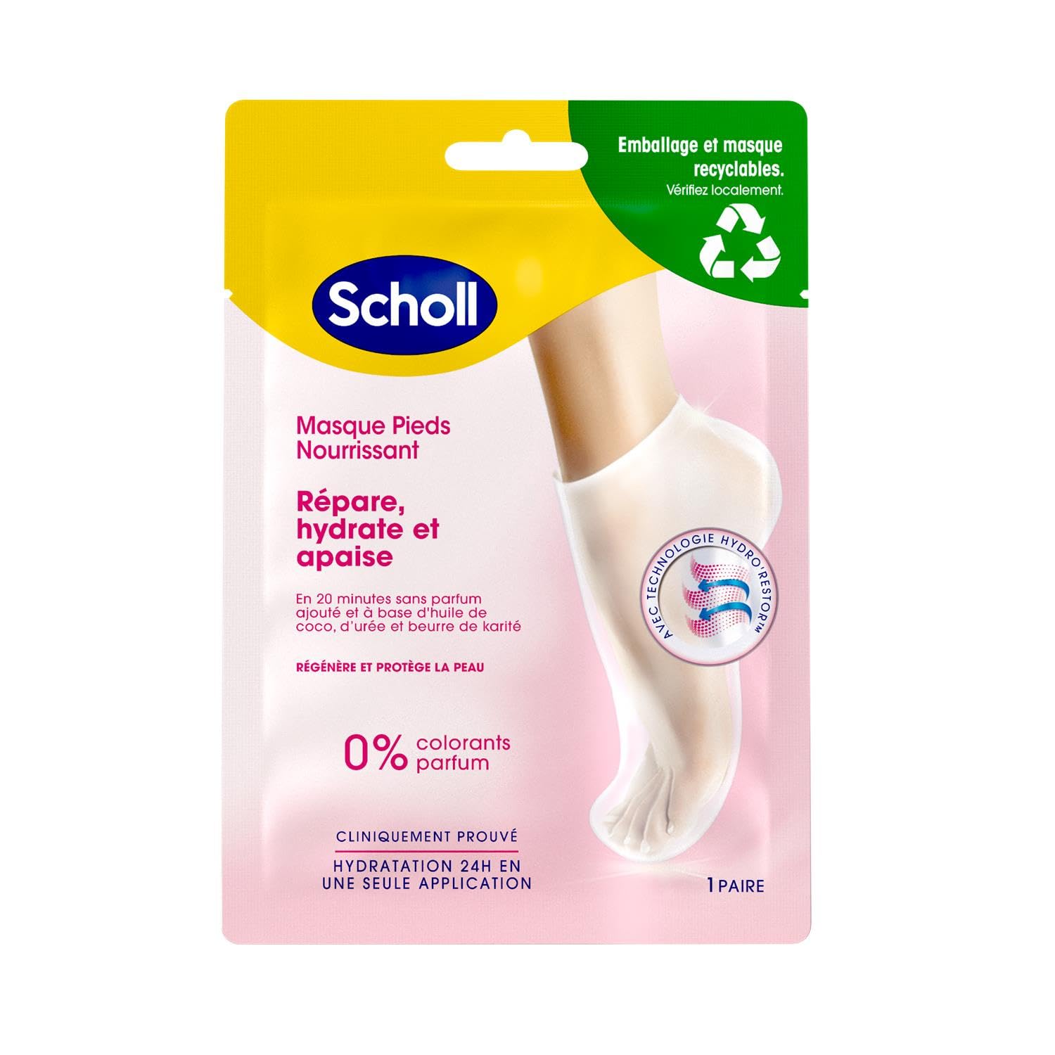SCHOLL 10 mascarillas para pies muy hidratantes, aceite de coco