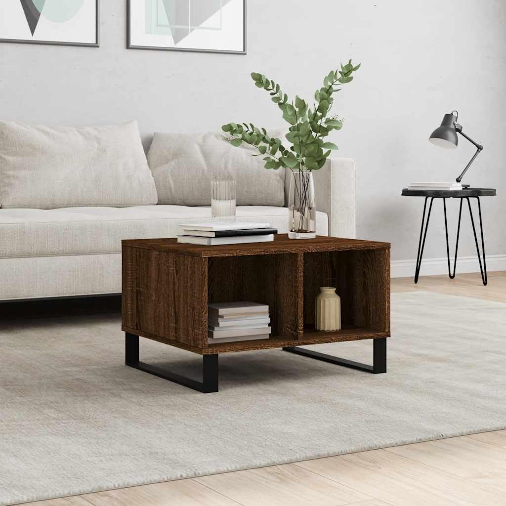 Table basse chêne marron pour un salon chaleureux et un coin bureau toujours bien ordonné