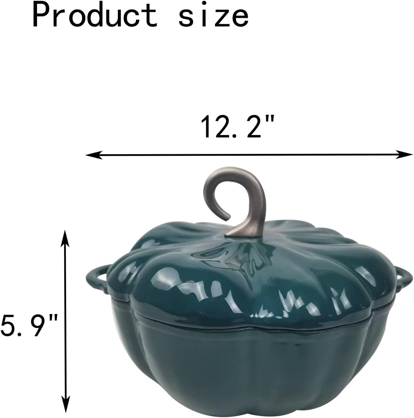Cast Iron Pumpkin Cocotte - Dutch Oven Pot With Lid, Non Stick, Stew & Soup Pot, Serves 3-5, Halloween & Thanksgiving Decor Gift (Orange)