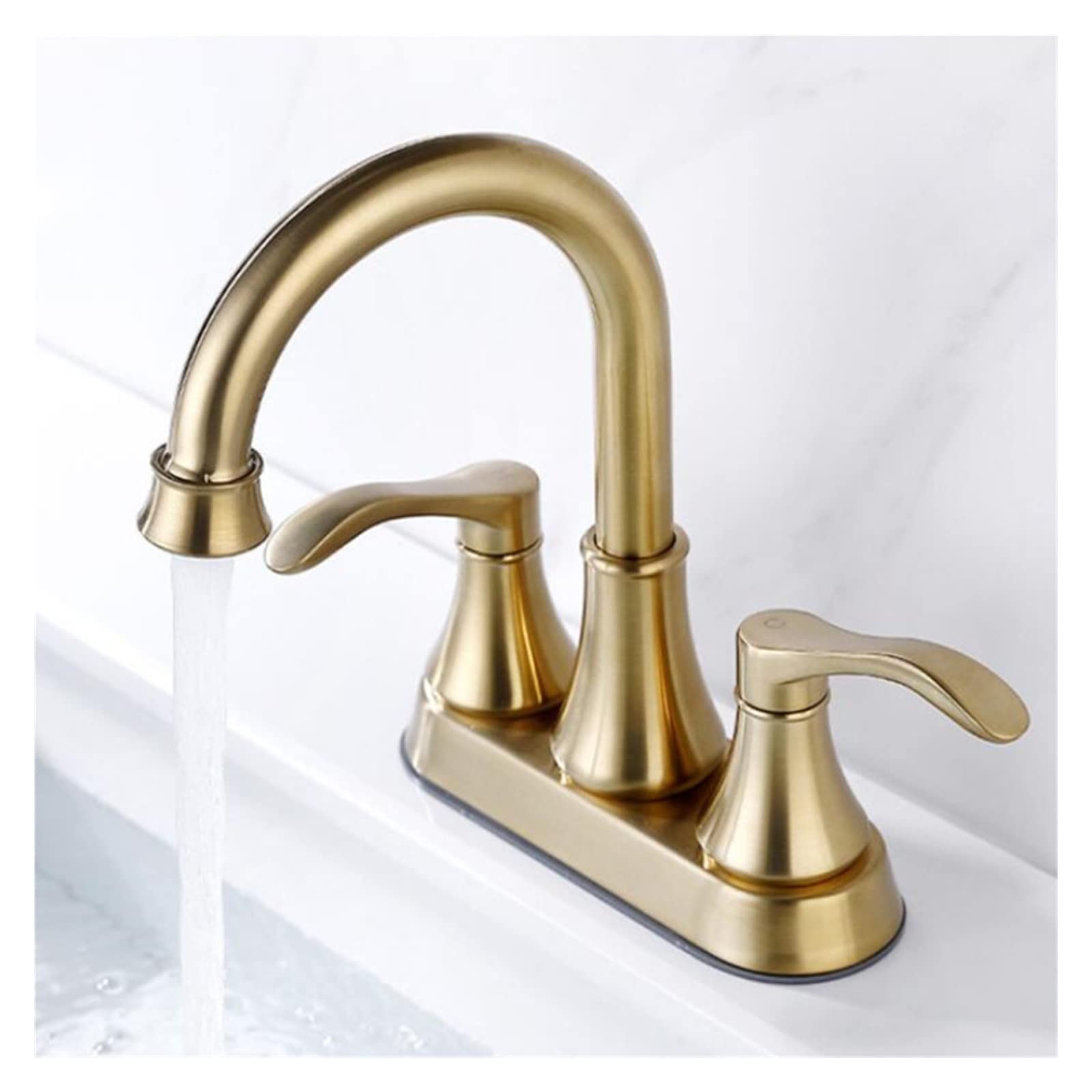 Mélangeur en laiton or brossé pour remplacer un vieux robinet de lavabo fuyant