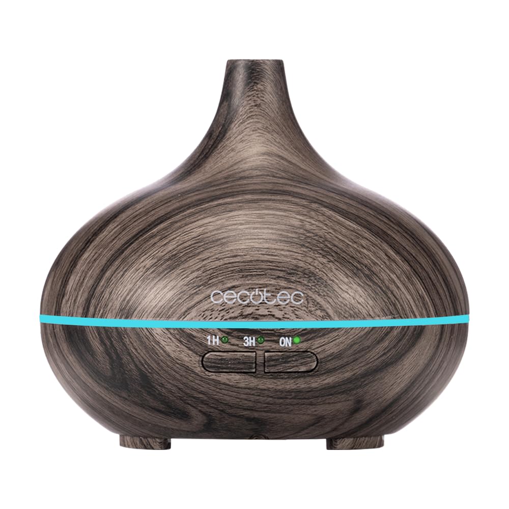 Cecotec Umidificatore Ambiente Ultrasuoni con Diffusore Aromi Pure Aroma 150 Yin Grey. Serbatoio 150ml, 7 Colori LED Regolabili, Timer 3h, Ultra-Silenzioso, Aromaterapia, Facile da Pulire
