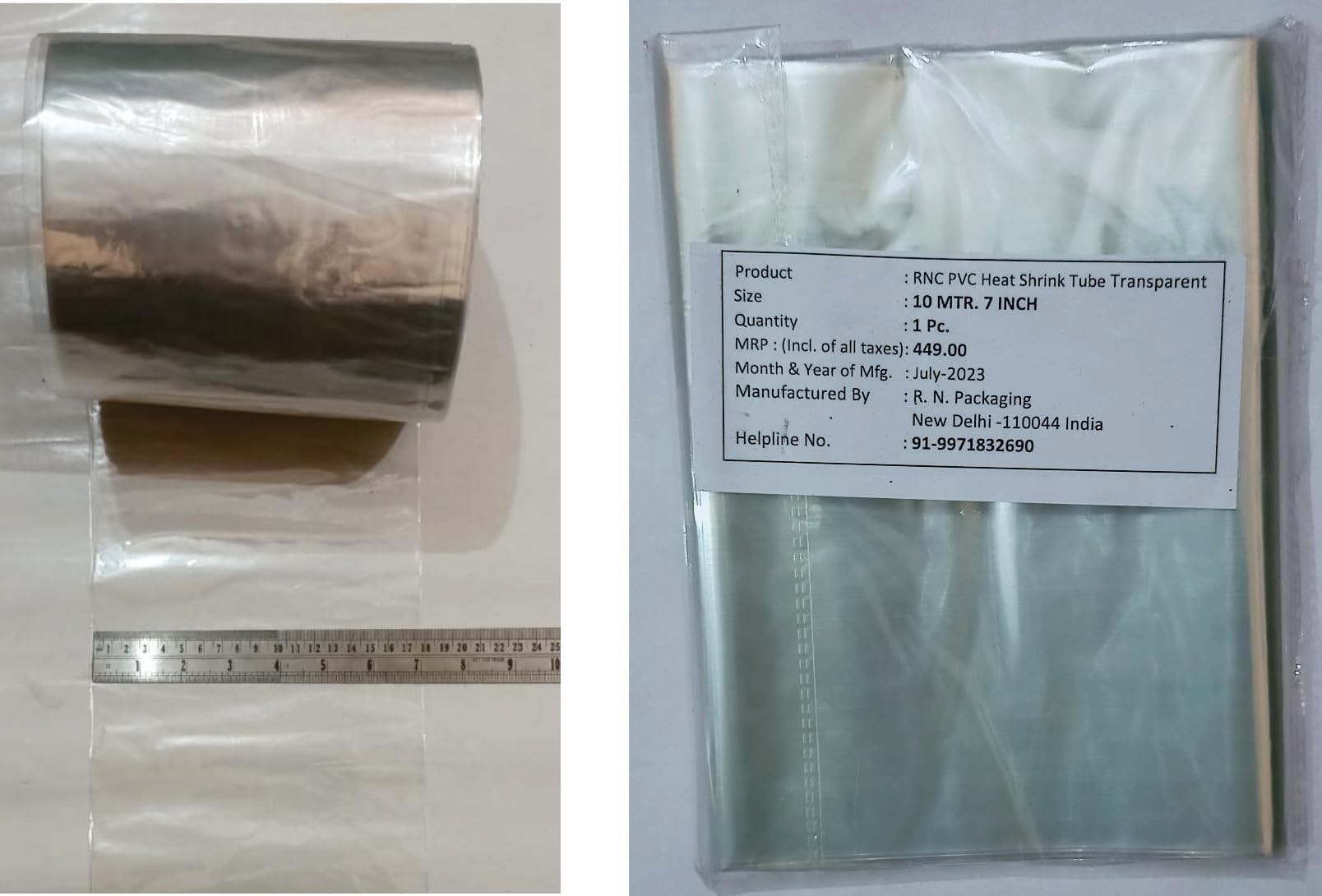 RNC ® PVC Heat Shrink Tube/Sleeve Transparent Length 10 Mtr, Lay Flat Width 7 Inch (Pack Of 10) (B0D6WDQYBV) Amazon Price History, Amazon Price Tracker