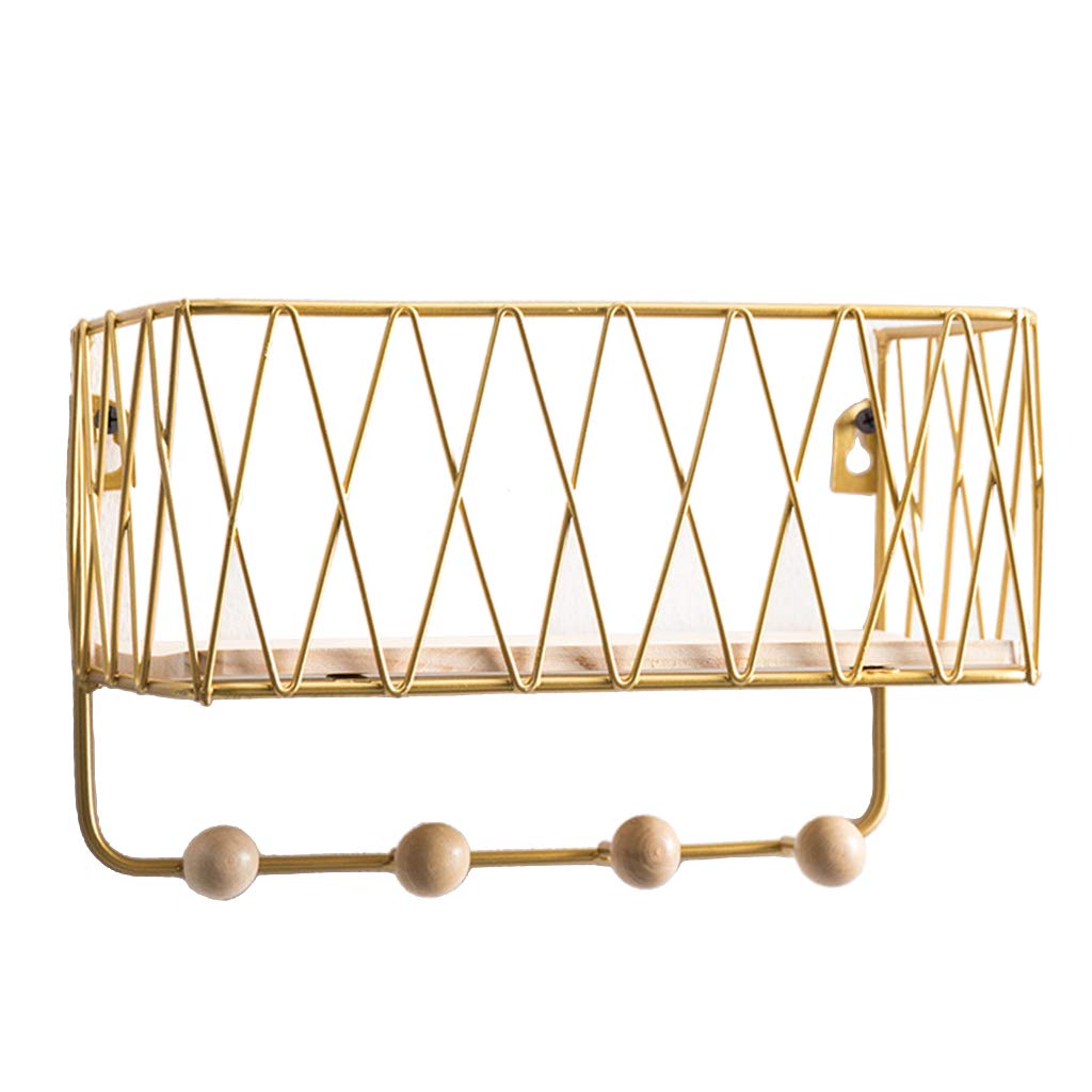Pleayietoopiatiey Golden Wall Hanging Key Holder Mail Rack Coat Mail Organizer Basket Small