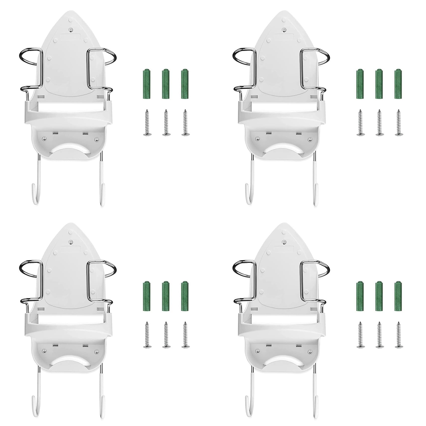 Hndhbfgrt 4X Iron Board Hanger Wall Mount Electric Iron Holder Iron Ironing Board Storage Organizer Shelf with Removable Hooks -2