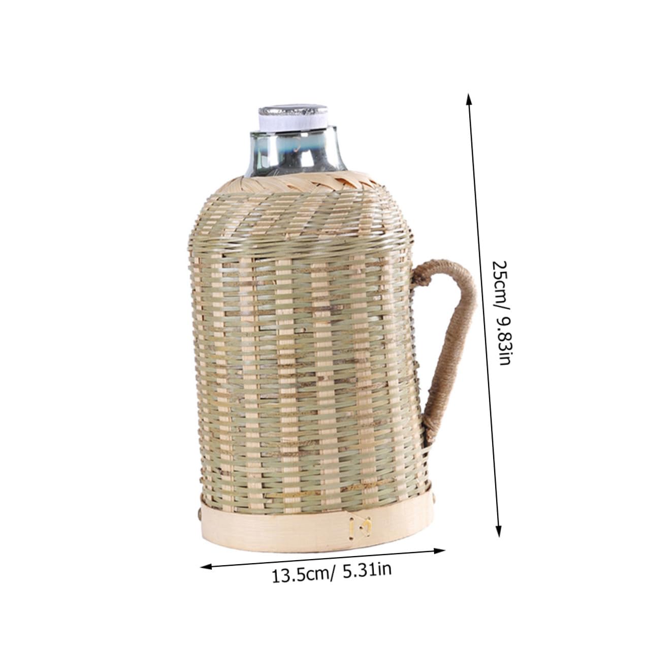BESPORTBLE Bouilloire Isotherme 16 L en Verre et Bambou Tissé Isolation Thermique Bouteille d'Eau pour Boissons Chaudes et Froides Carafe Isotherme de Bureau et Voyage Style Rétro