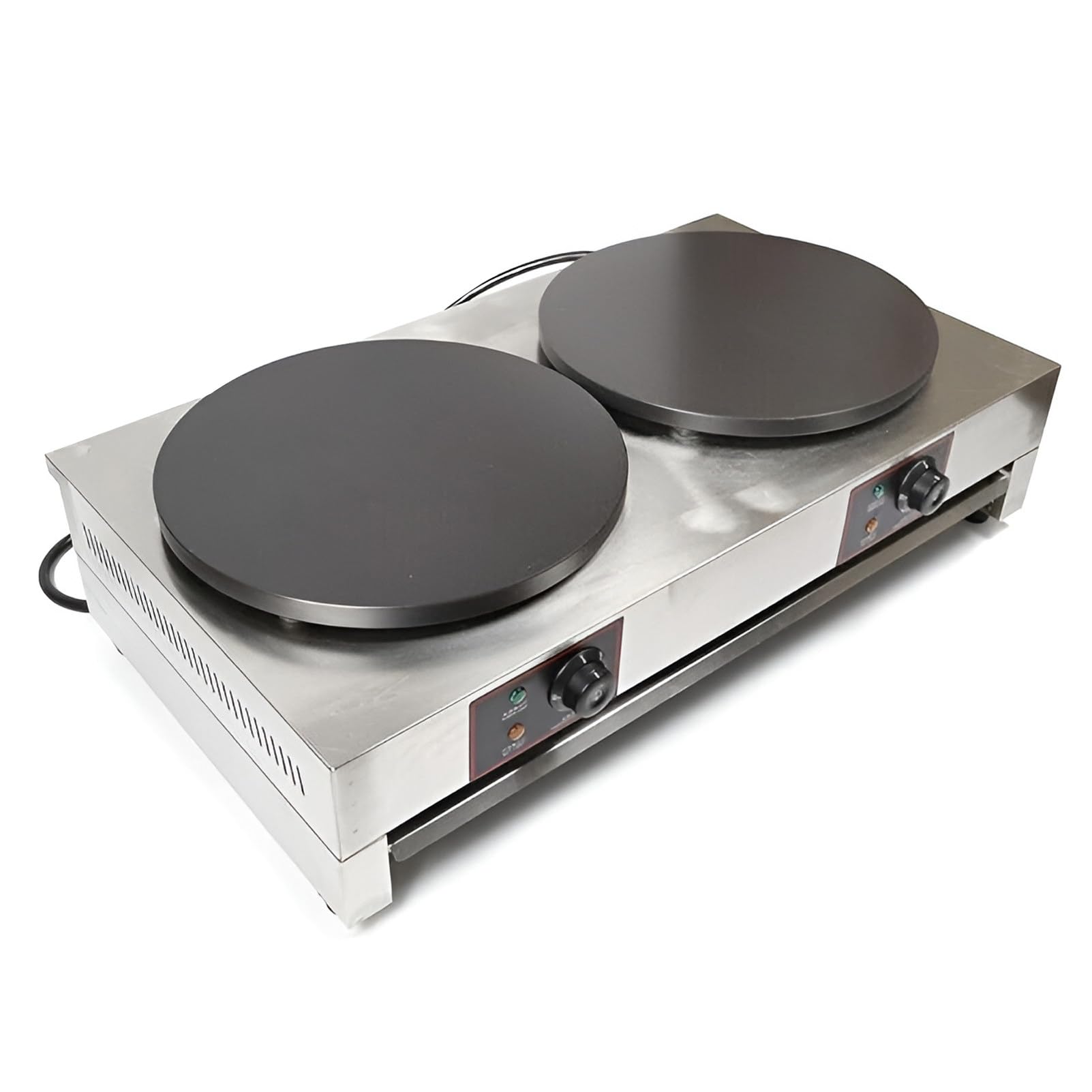 Plancha para hacer crepes, máquina para hacer panqueques de 15,7 "comercial Singel/doble cabezal eléctrico para hacer crepes, máquina para hornear panqueques, viene con herramienta aplicadora DE-2