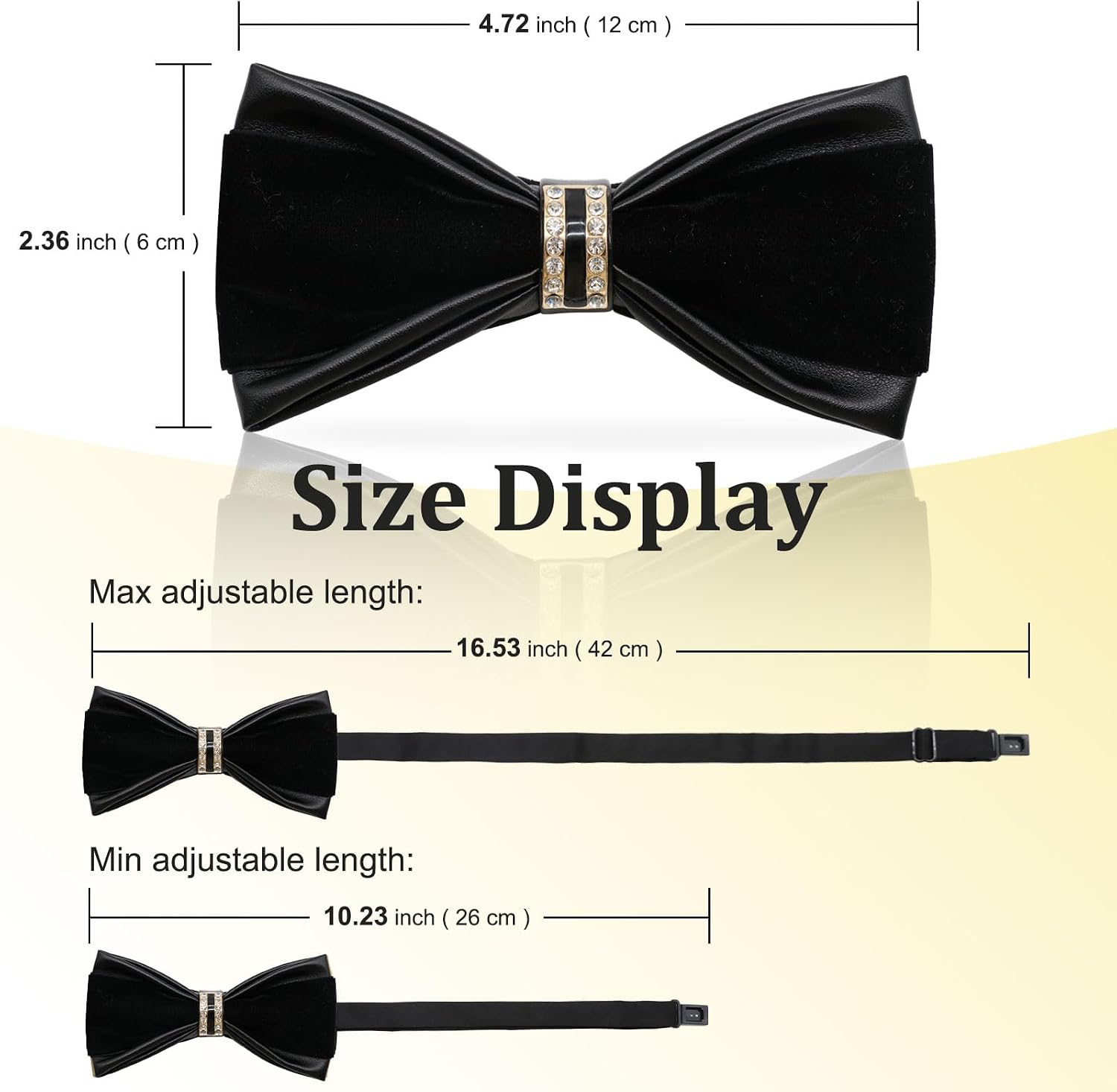 Sequin Velvet Bow Tie for Men, Leather Two-tone Mens Bow Tie Adjustable Pre-Tied Bowtie Men for Wedding Party Prom