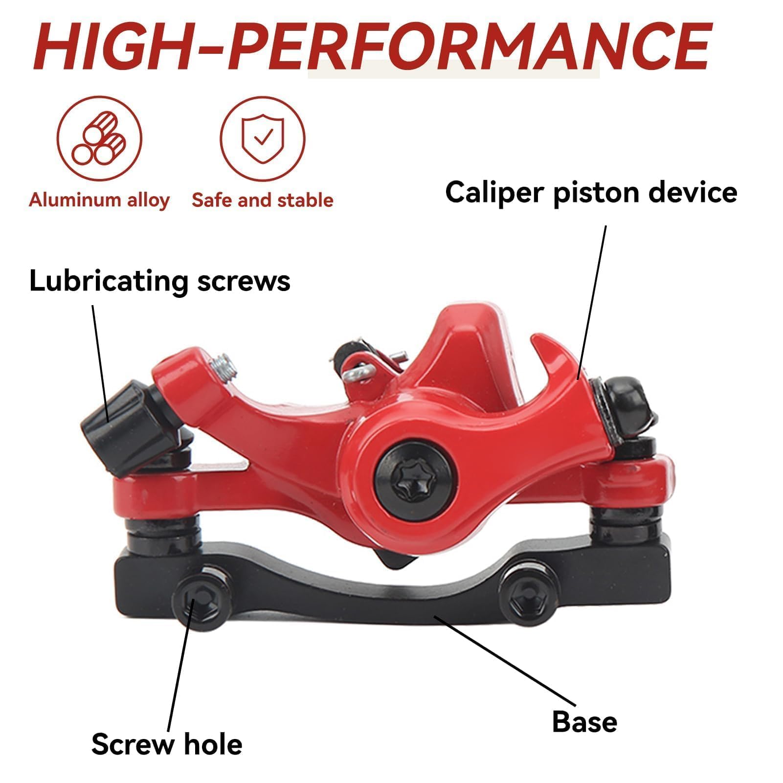 Agatige Set di Freni a Disco per Mountain Bike, Kit di Freno a Disco Pinza Anteriore e Posteriore MTB Accessori per Estrattori Cavi per Biciclette per Bici da Strada, BMX(Rosso)