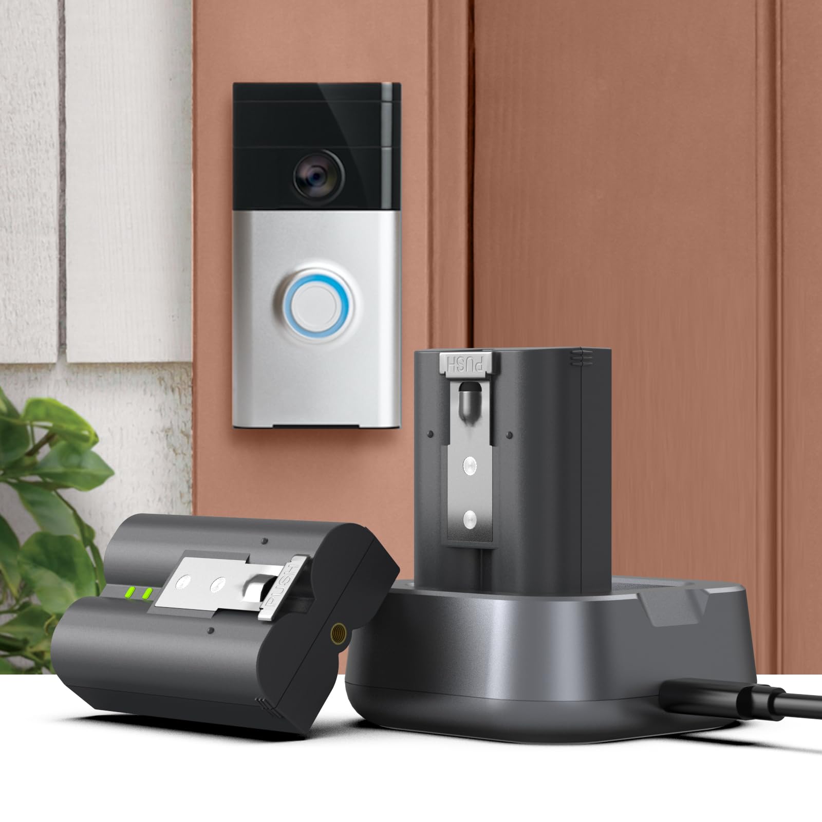 2 baterie 7200 mAh, zamiennik akumulatora pierścieniowego ze stacją ładującą, akumulator do kamery o dużej pojemności, kompatybilny z Ring-Doorbell 2/3/4/3plus, Stick Up Cam (2/3 generacji), Spotlight