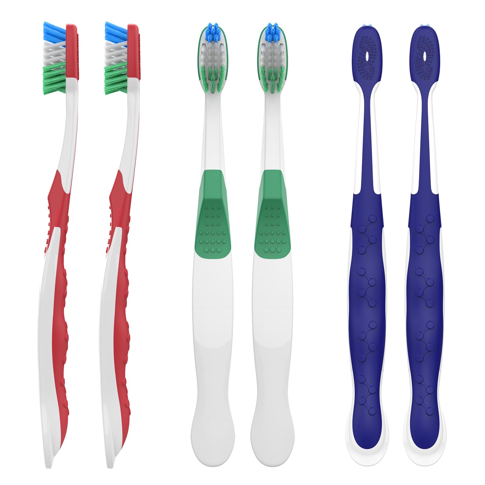 Fremouth Medium Toothbrushes, Ergonomic Handle, 6 Count