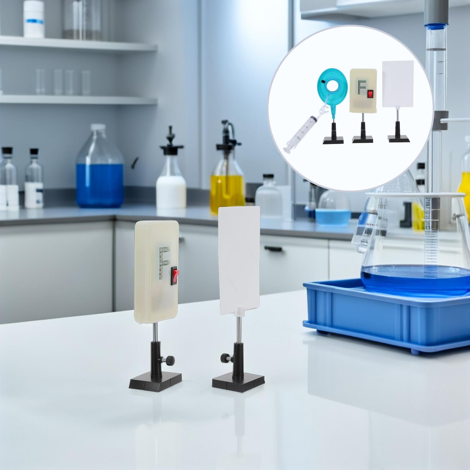 Lente Óptica de Agua con Zoom, 1 Set de Plástico para Enseñanza | Experimento de Refracción Científica, Equipo de Física para Aula y Laboratorio Escolar, Estructura Estable
