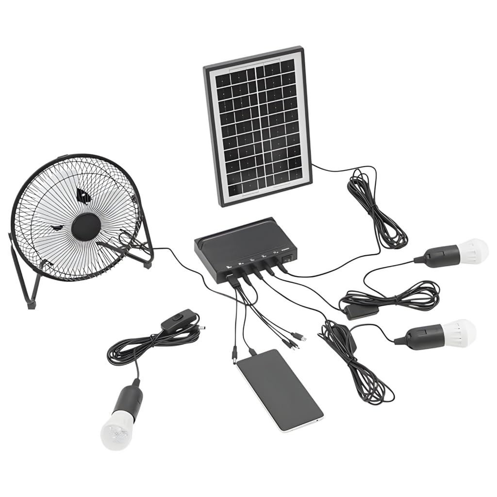 Ventilateur de bureau solaire 20,3 cm autonome et transportable USB
