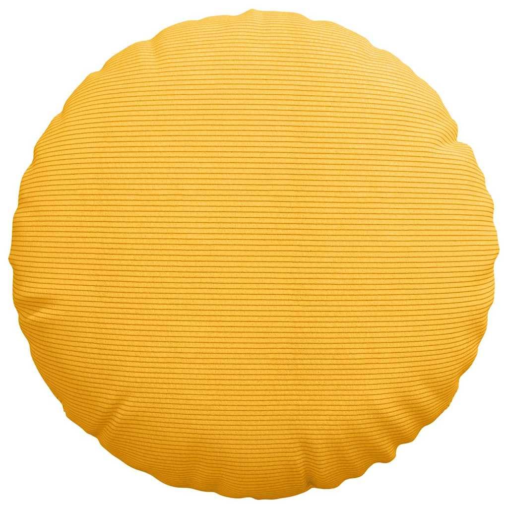 Poduszki do siedzenia, 2 sztuki jasnożółte, Ø 50 x 19 cm | Powłoka Corduroy, podstawa z polipropylenu, włókno poliestrowe, zamek błyskawiczny, zastosowanie wewnątrz