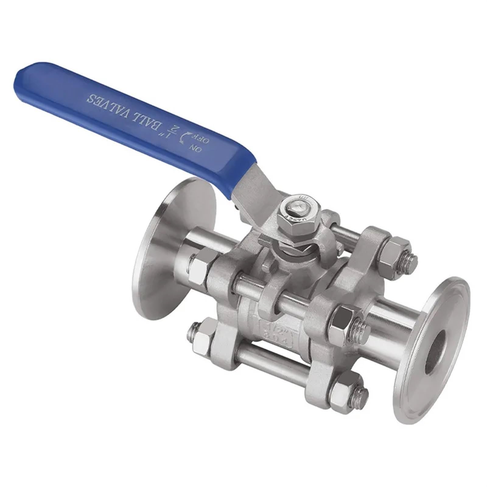 Tri-Clamp-Kugelhahn, Sanitär-Kugelhahn aus Edelstahl SS304, 3-teilig, Tri-Clamp-Ferrule, mehrere Größen(3/4")