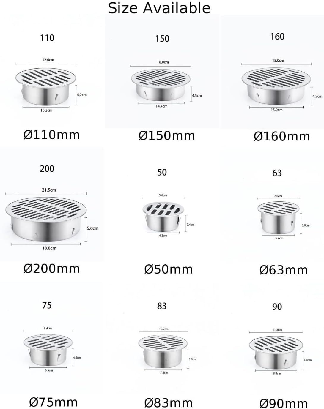 Siphon De Sol Rectangulaire, Siphon De Sol En Acier Inoxydable Noir 20x10cm Siphon De Sol Douche Avec Double Filtre Pour Toilette Salle De Bain Draina 98161738