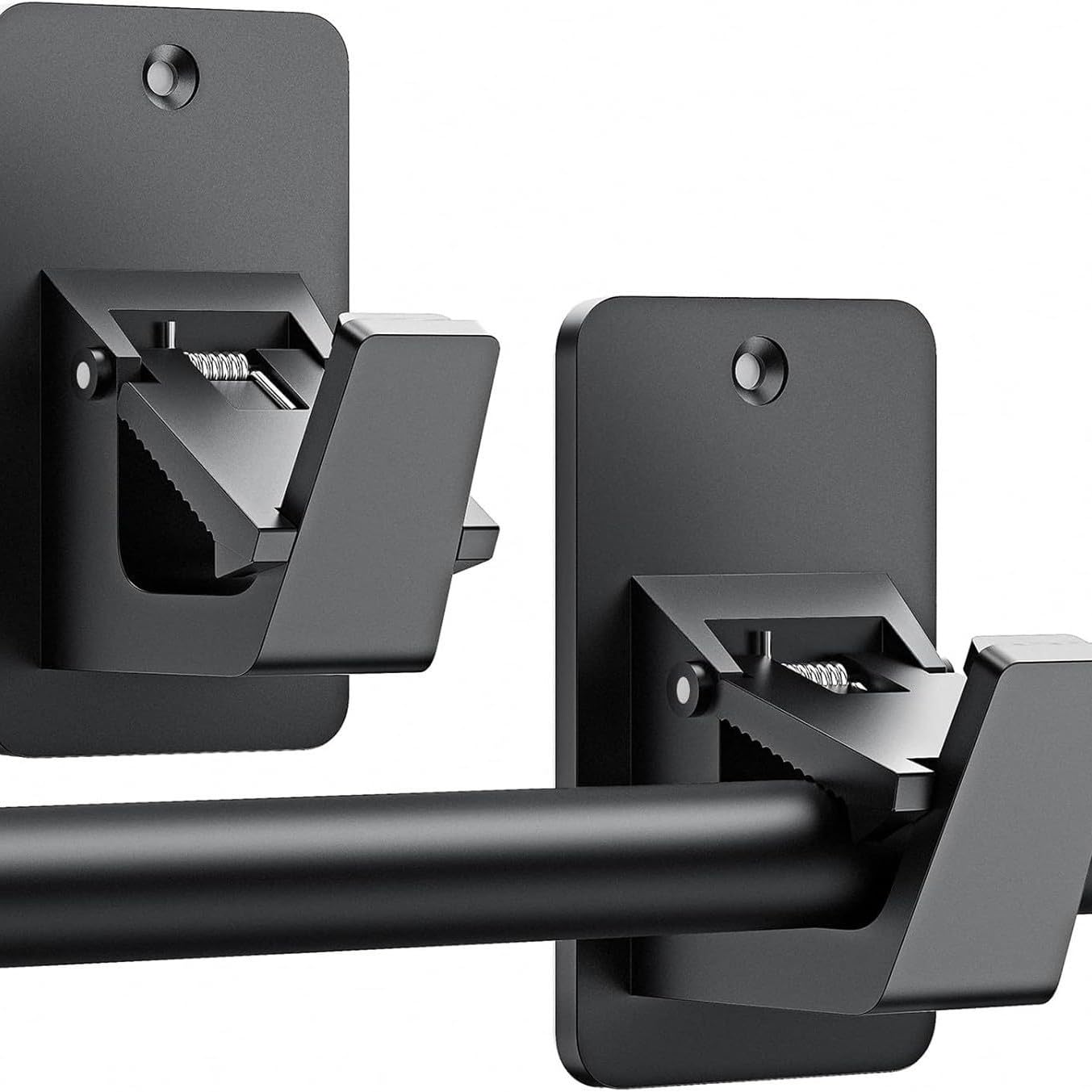 Tivleed Curtain Pole Brackets, Curtain Rail Brackets, No Drill Curtains Rod Bracket, 2 Pack Self Adhesive No-Drill Rod Hooks Holder for Home Bathroom Kitchen Hotel, Black, 5x8.5CM
